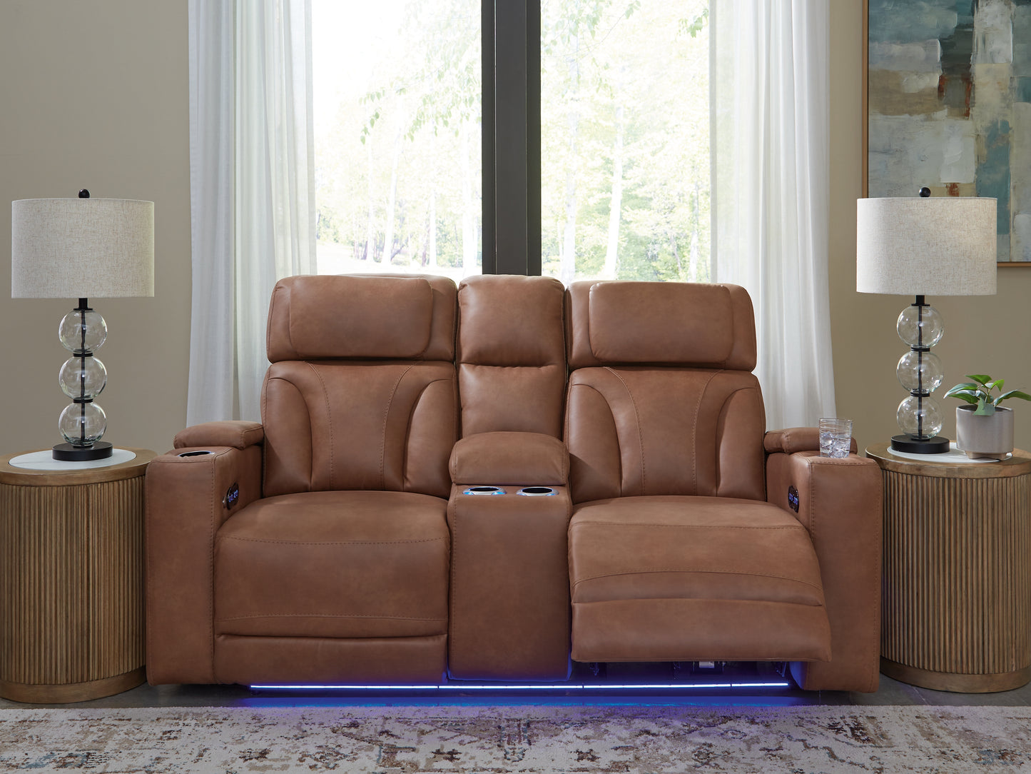 Bradenton Furniture Outlet - Ashley Furniture - Clean-Slate Living Room - PWR REC Loveseat/CON/ADJ HDRST / Caramel - PC5010118