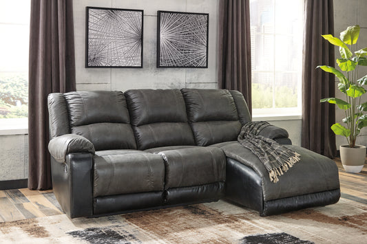 Bradenton Furniture Outlet - Ashley Furniture - Nantahala Sectional - 3-Piece Reclining Sectional with Chaise / Slate - 50301S9