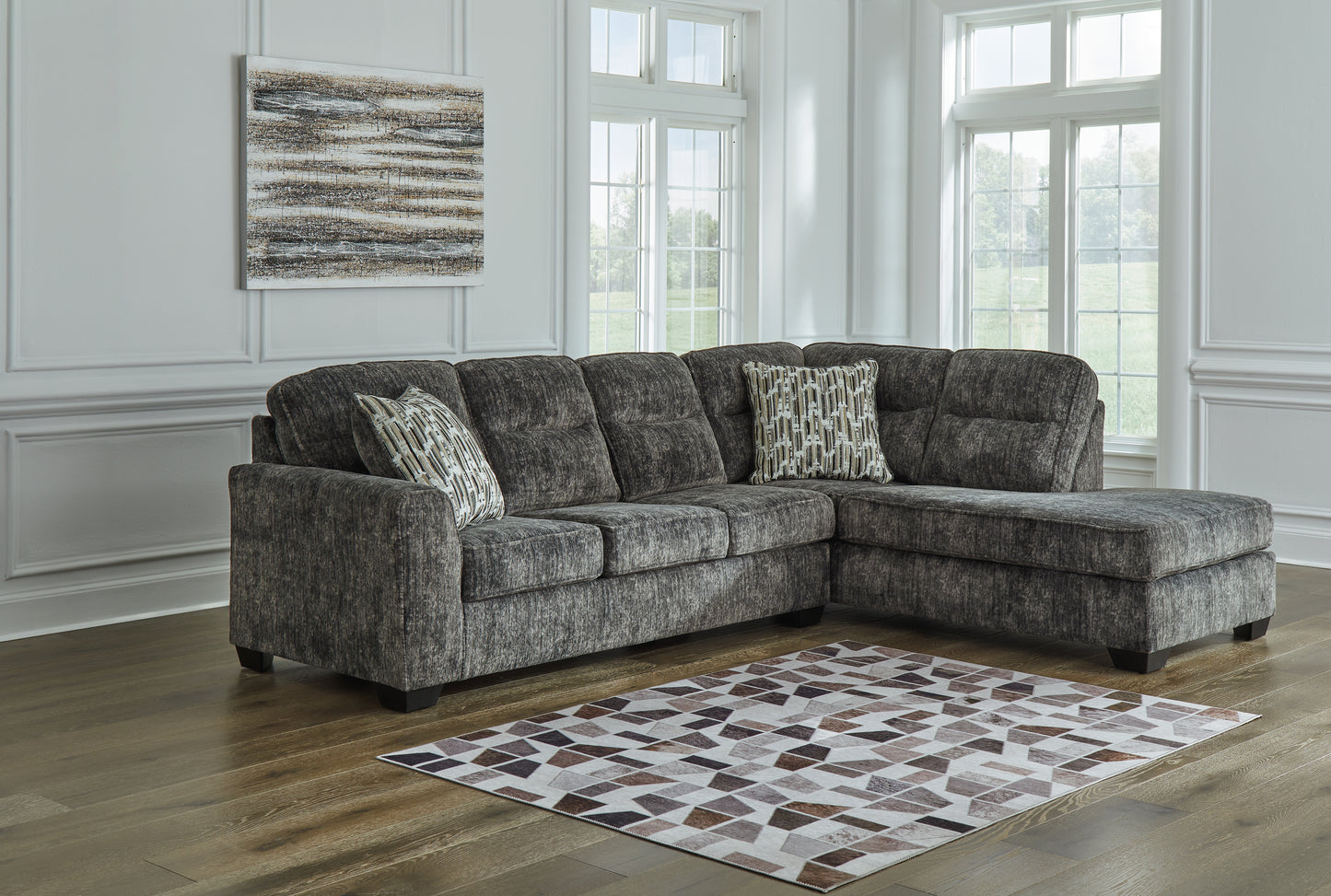 Bradenton Furniture Outlet - Ashley Furniture - Lonoke Sectional - LAF 2-Piece Sectional with Chaise / Gunmetal - 50504S2