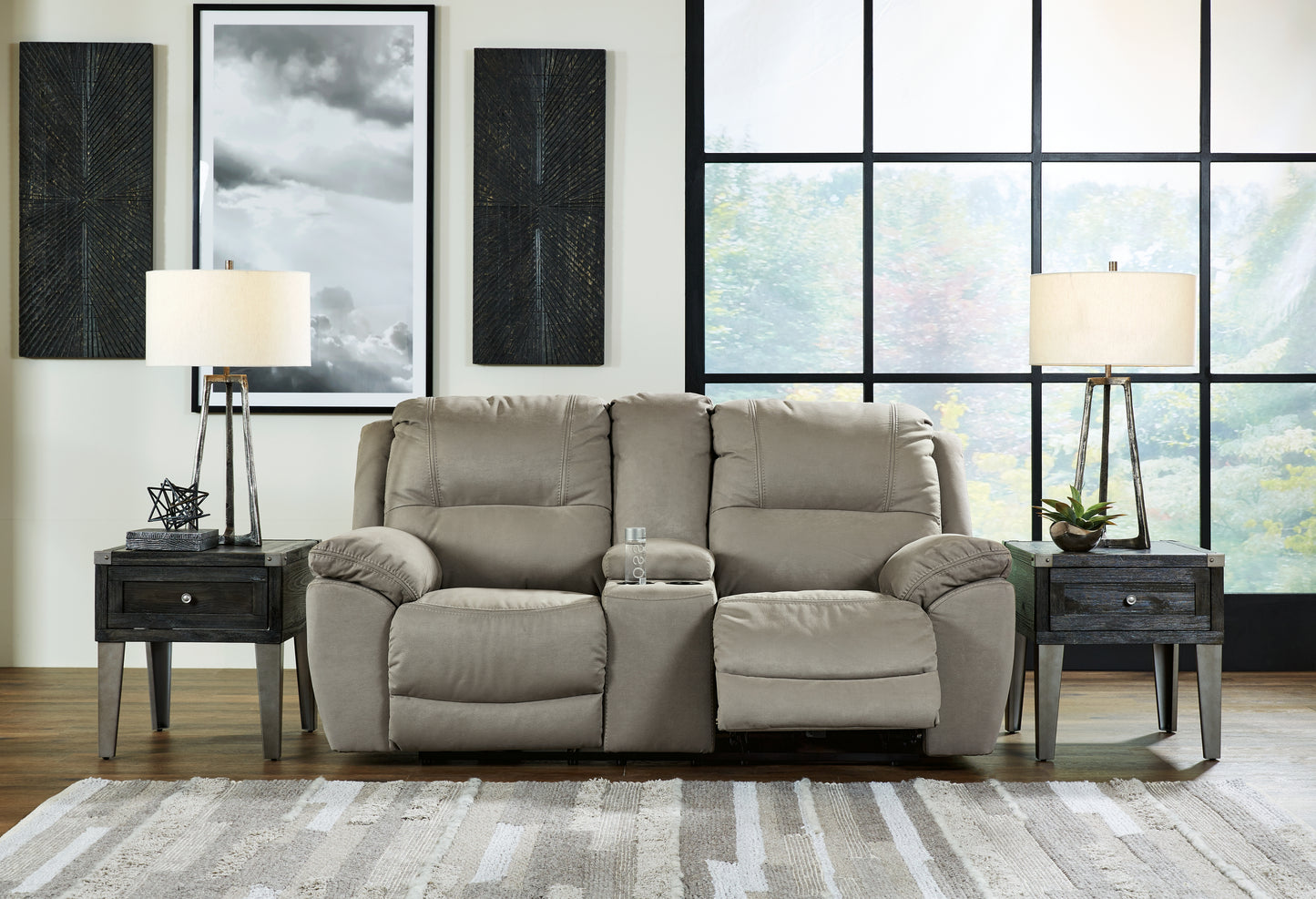 Bradenton Furniture Outlet - Ashley Furniture - Next-Gen Gaucho Living Room - DBL REC PWR Loveseat w/Console / Putty - 5420396