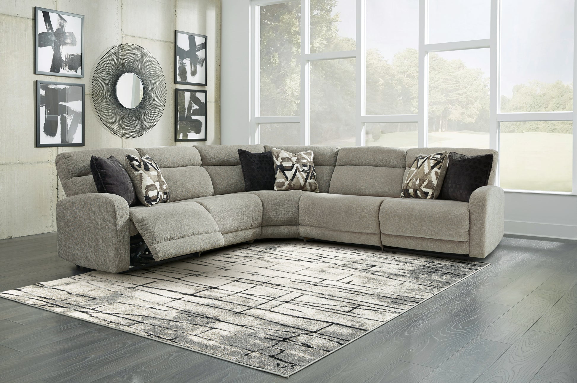 Bradenton Furniture Outlet - Ashley Furniture - Colleyville Sectional - 7-Piece Power Reclining Sectional with Chaise / Stone - 54405S32