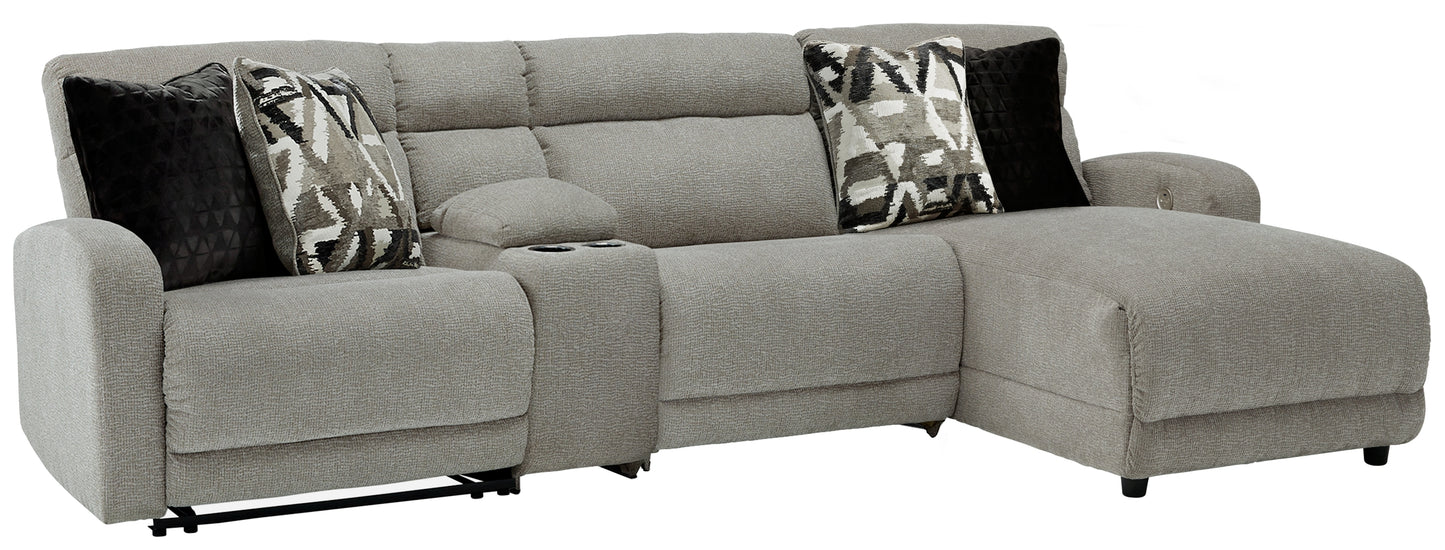 Bradenton Furniture Outlet - Ashley Furniture - Colleyville Sectional - 4-Piece Power Reclining Sectional with Chaise / Stone - 54405S3