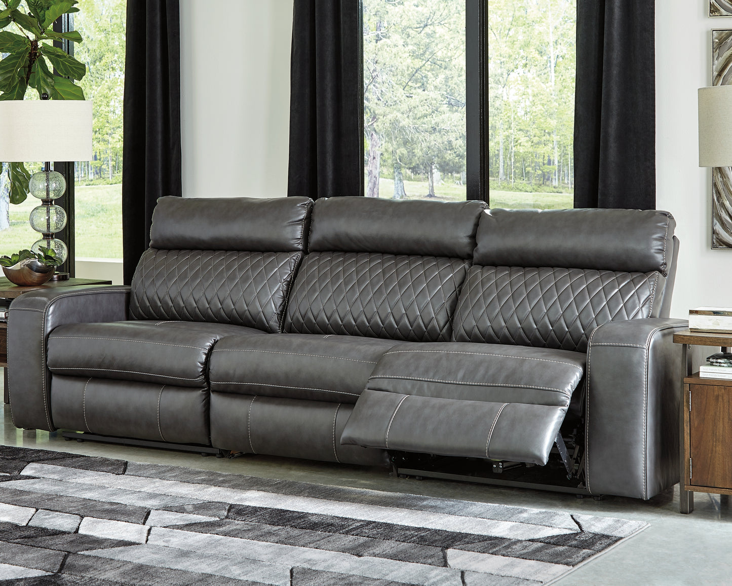 Bradenton Furniture Outlet - Ashley Furniture - Samperstone Sectional - 3-Piece Power Reclining Sectional Sofa / Gray - 55203S4