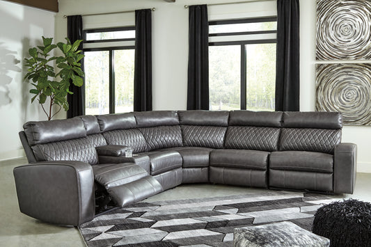 Bradenton Furniture Outlet - Ashley Furniture - Samperstone Sectional - 2-Piece Power Reclining Sectional Loveseat / Gray - 55203S5