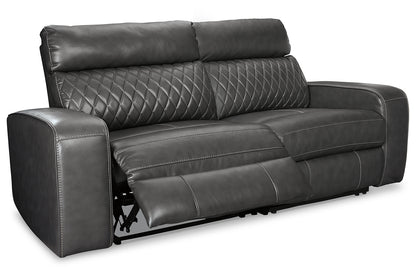 Bradenton Furniture Outlet - Ashley Furniture - Samperstone Sectional - 2-Piece Power Reclining Sectional Loveseat / Gray - 55203S5