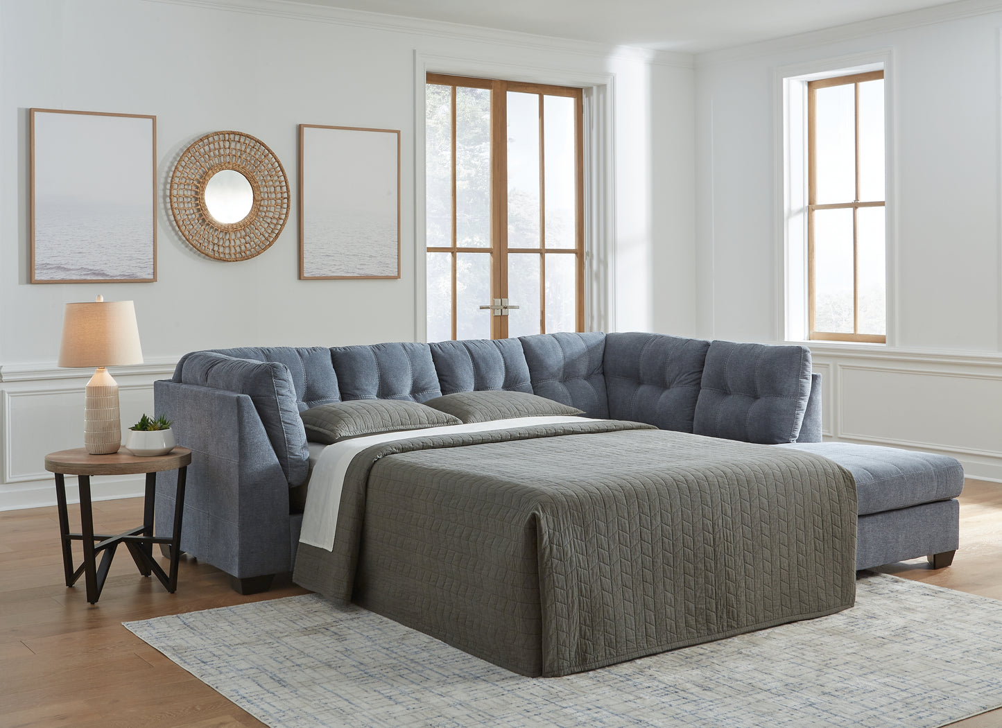 Bradenton Furniture Outlet - Ashley Furniture - Marleton Sectional - 2-Piece Sleeper Sectional with Chaise / Denim - 55303S4
