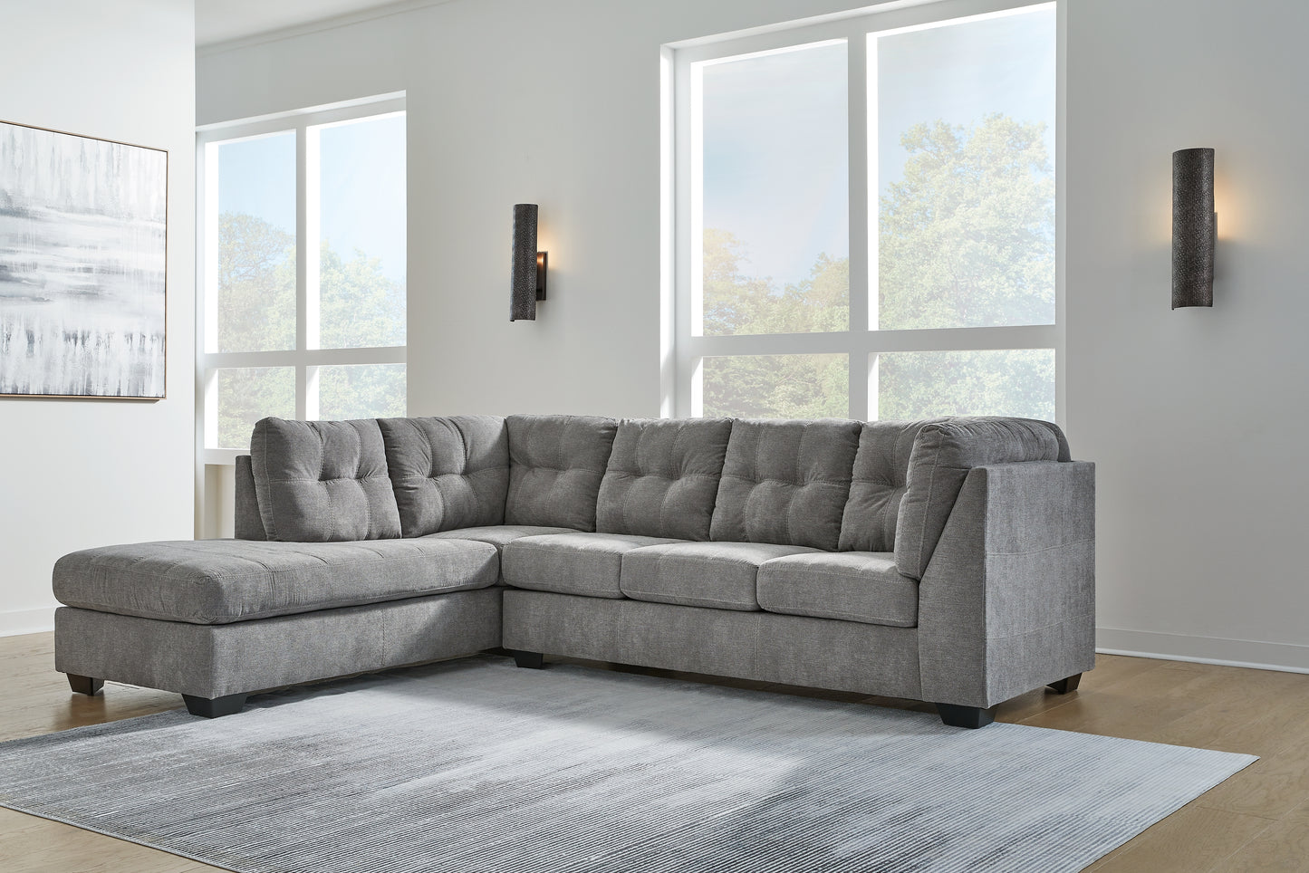 Bradenton Furniture Outlet - Ashley Furniture - Marleton Sectional - RAF 2-Piece Sectional with Chaise / Gray - 55305S1