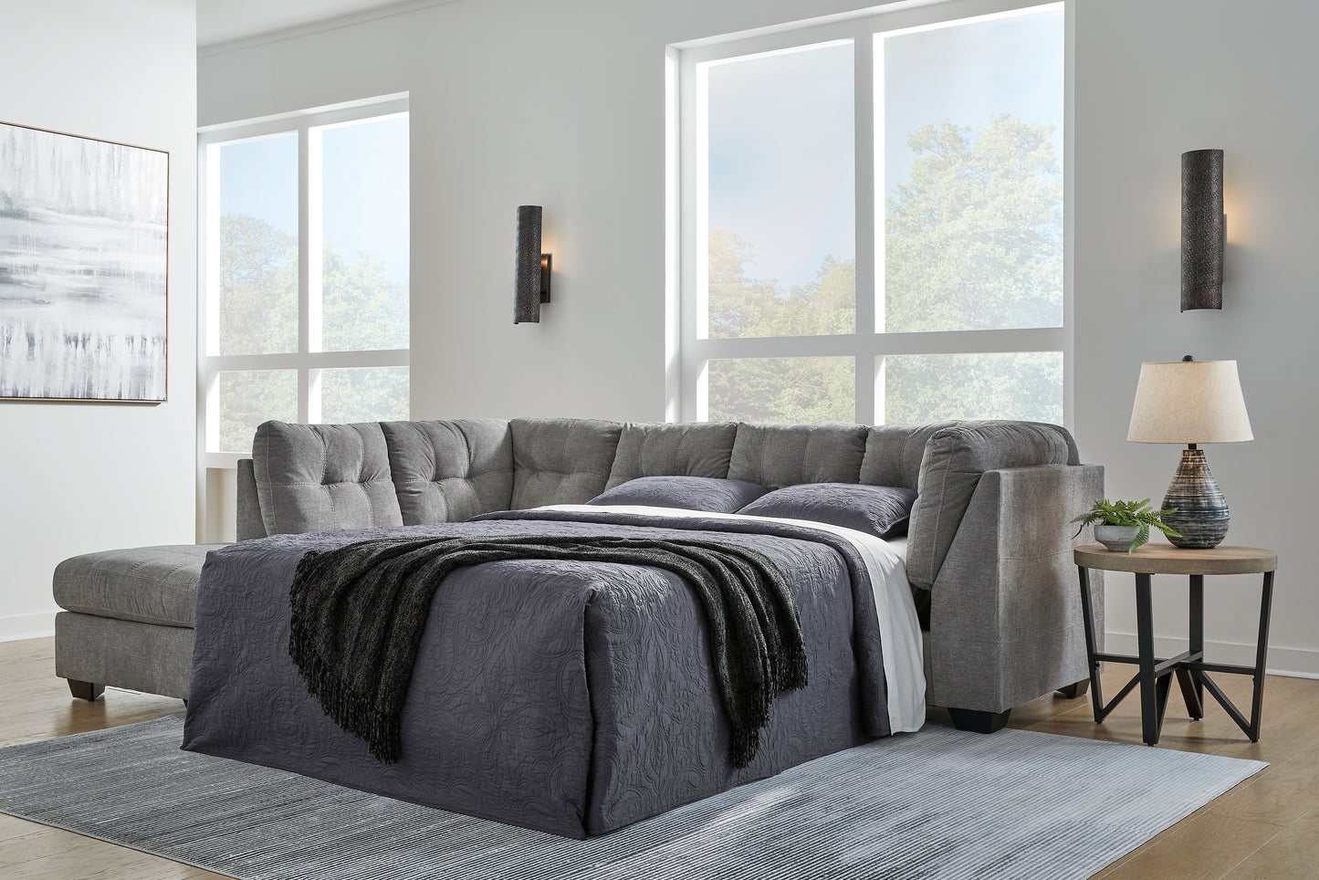 Bradenton Furniture Outlet - Ashley Furniture - Marleton Sectional - RAF 2-Piece Sleeper Sectional with Chaise / Gray - 55305S3