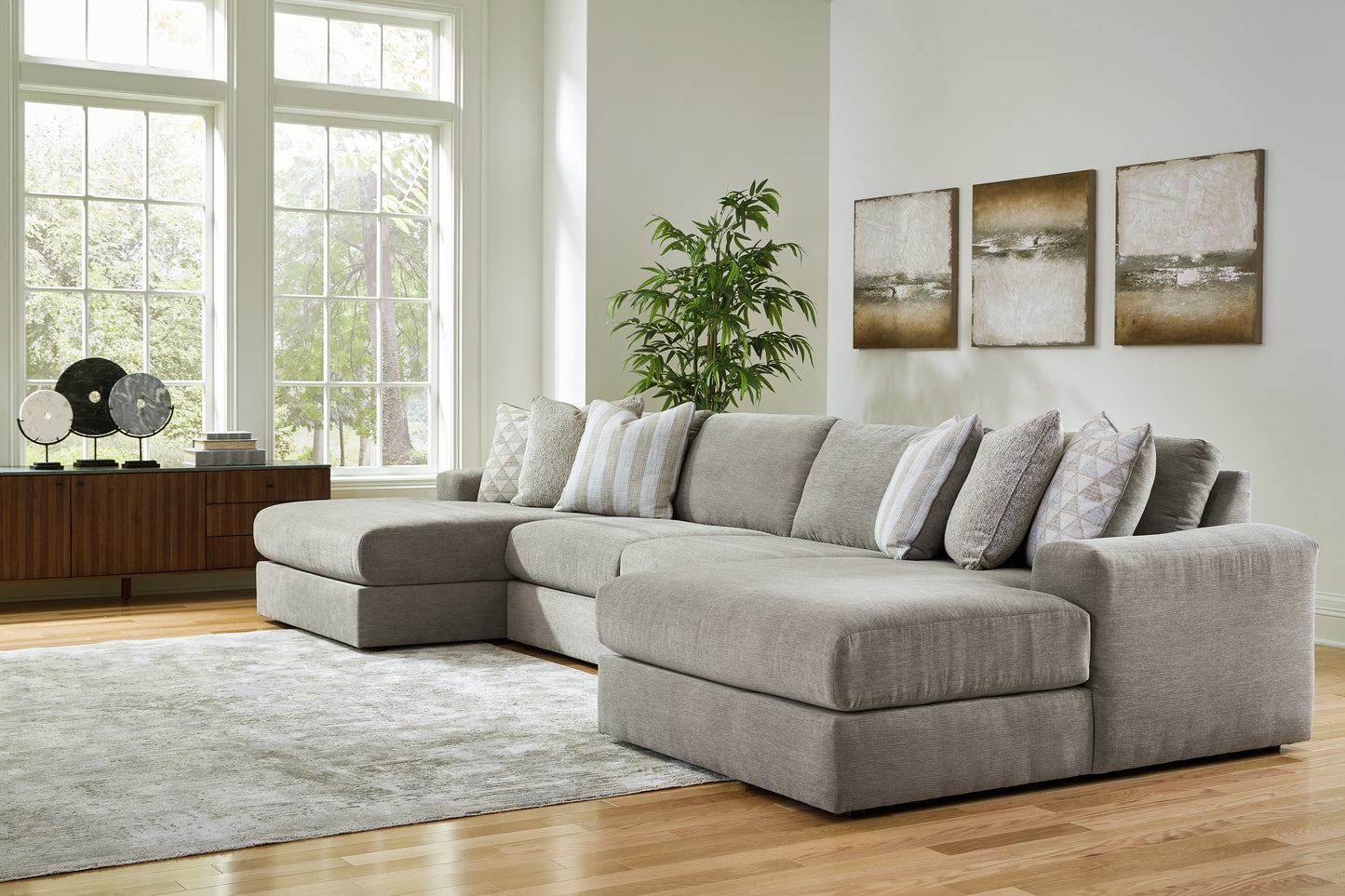 Bradenton Furniture Outlet - Ashley Furniture - Avaliyah Sectional - RAF 4-Piece Double Chaise Sectional / Ash - 58103S11