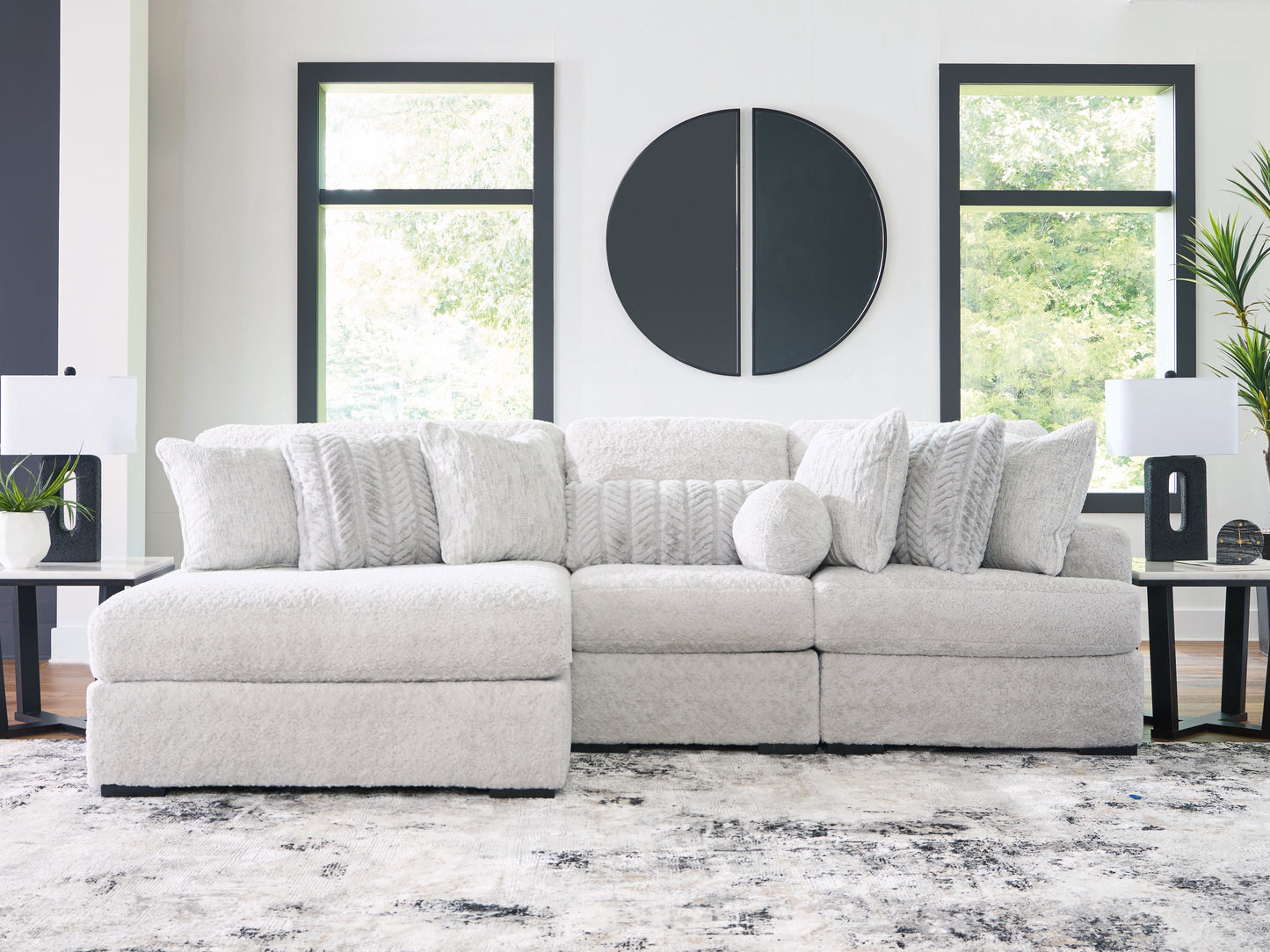 Bradenton Furniture Outlet - Ashley Furniture - Cuddle Plush Sectional - 3-Piece Sectional with Chaise / Arctic - PC59106S7