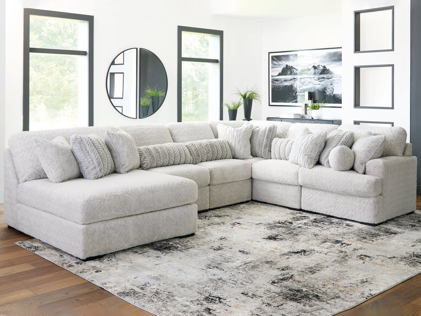 Bradenton Furniture Outlet - Ashley Furniture - Cuddle Plush Sectional - 6-Piece Sectional with Chaise / Arctic - PC59106S8