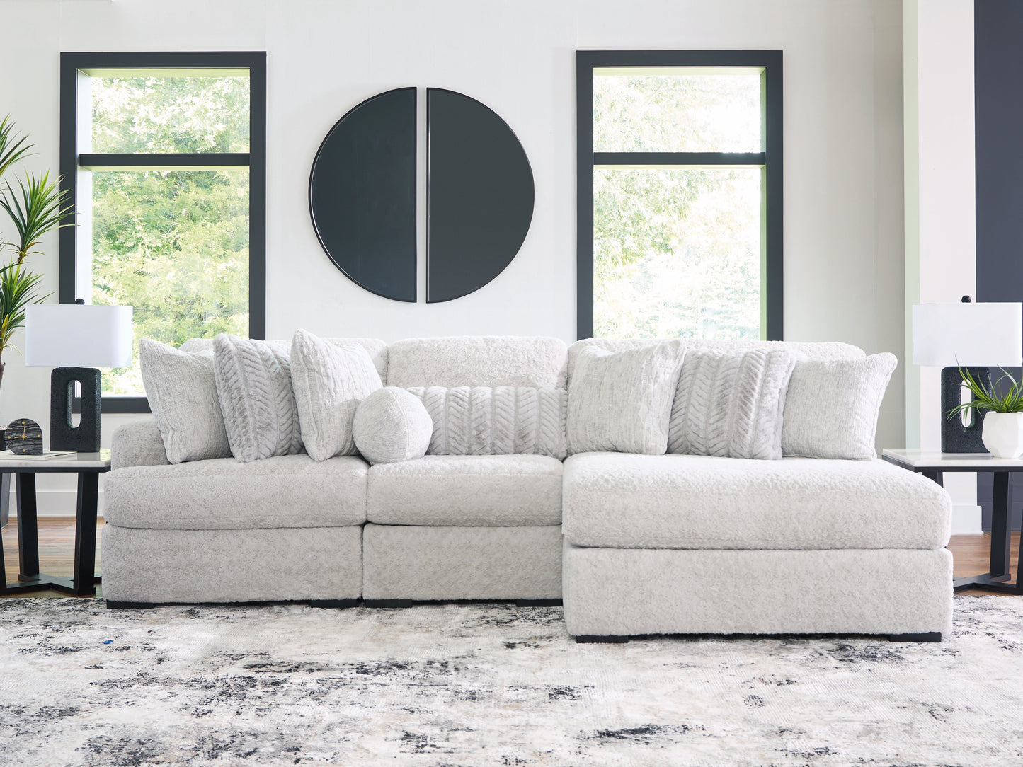 Bradenton Furniture Outlet - Ashley Furniture - Cuddle Plush Sectional - RAF 3-Piece Sectional with Chaise / Arctic - PC59106S1