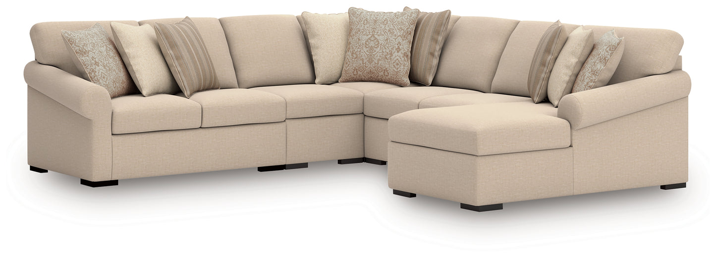 Bradenton Furniture Outlet - Ashley Furniture - LadyMae Sectional - RAF 5-Piece Sectional with Chaise / Twill - 59404S4