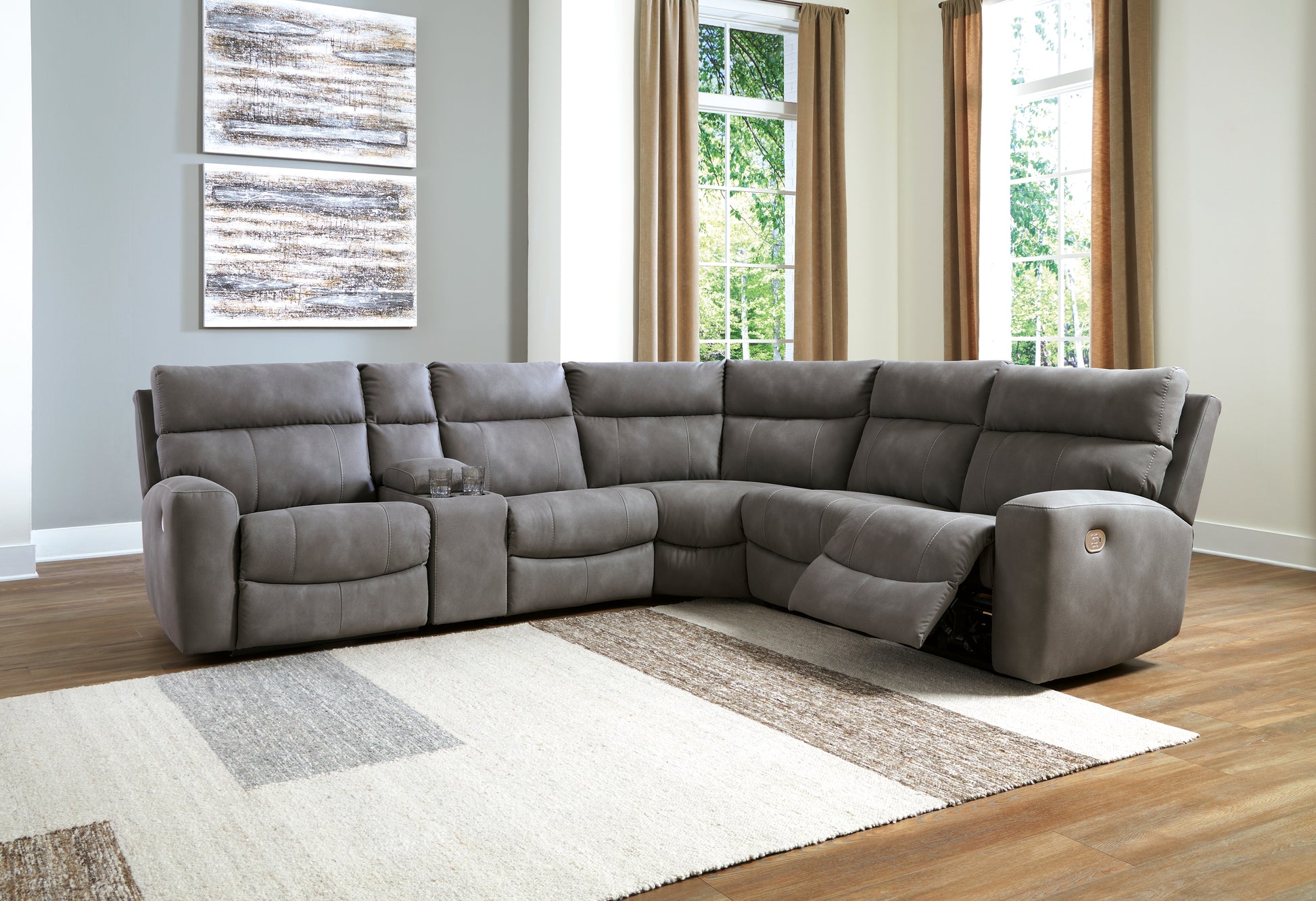 Bradenton Furniture Outlet - Ashley Furniture - Next-Gen DuraPella Sectional - 3-Piece Power Reclining Sectional Sofa / Slate - 61003S2