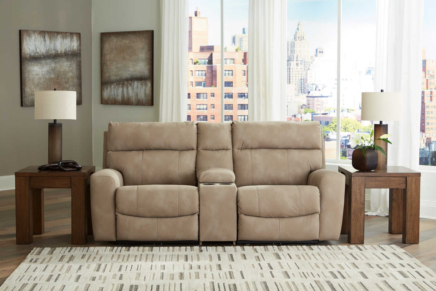 Bradenton Furniture Outlet - Ashley Furniture - Next-Gen DuraPella Sectional - 3-Piece Power Reclining Sectional Loveseat with Console / Sand - 61004S3
