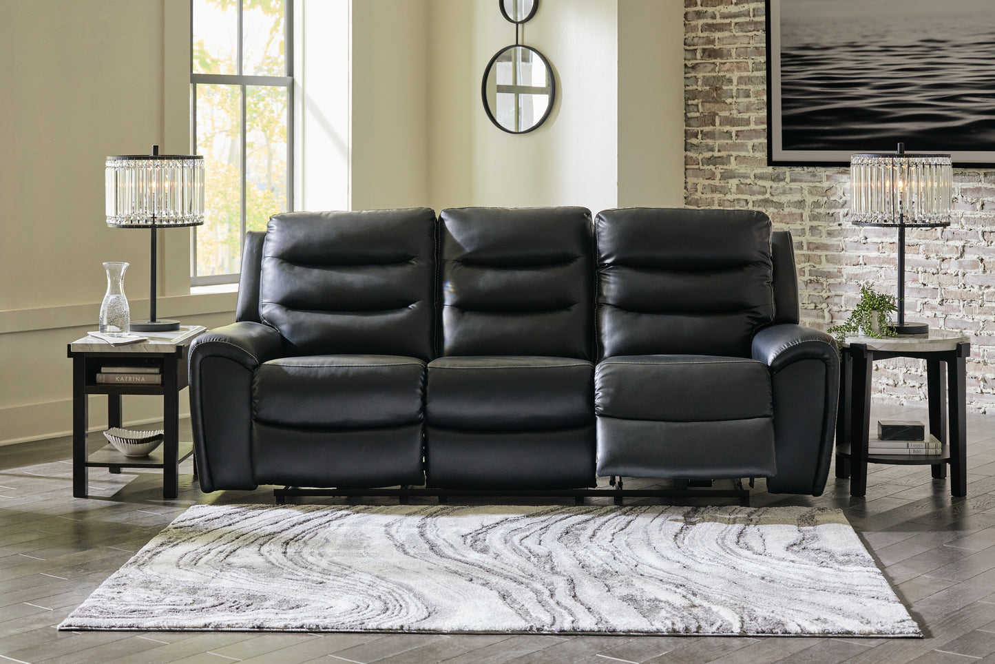 Bradenton Furniture Outlet - Ashley Furniture - Warlin Living Room - PWR REC Sofa with ADJ Headrest / Black - 6110515