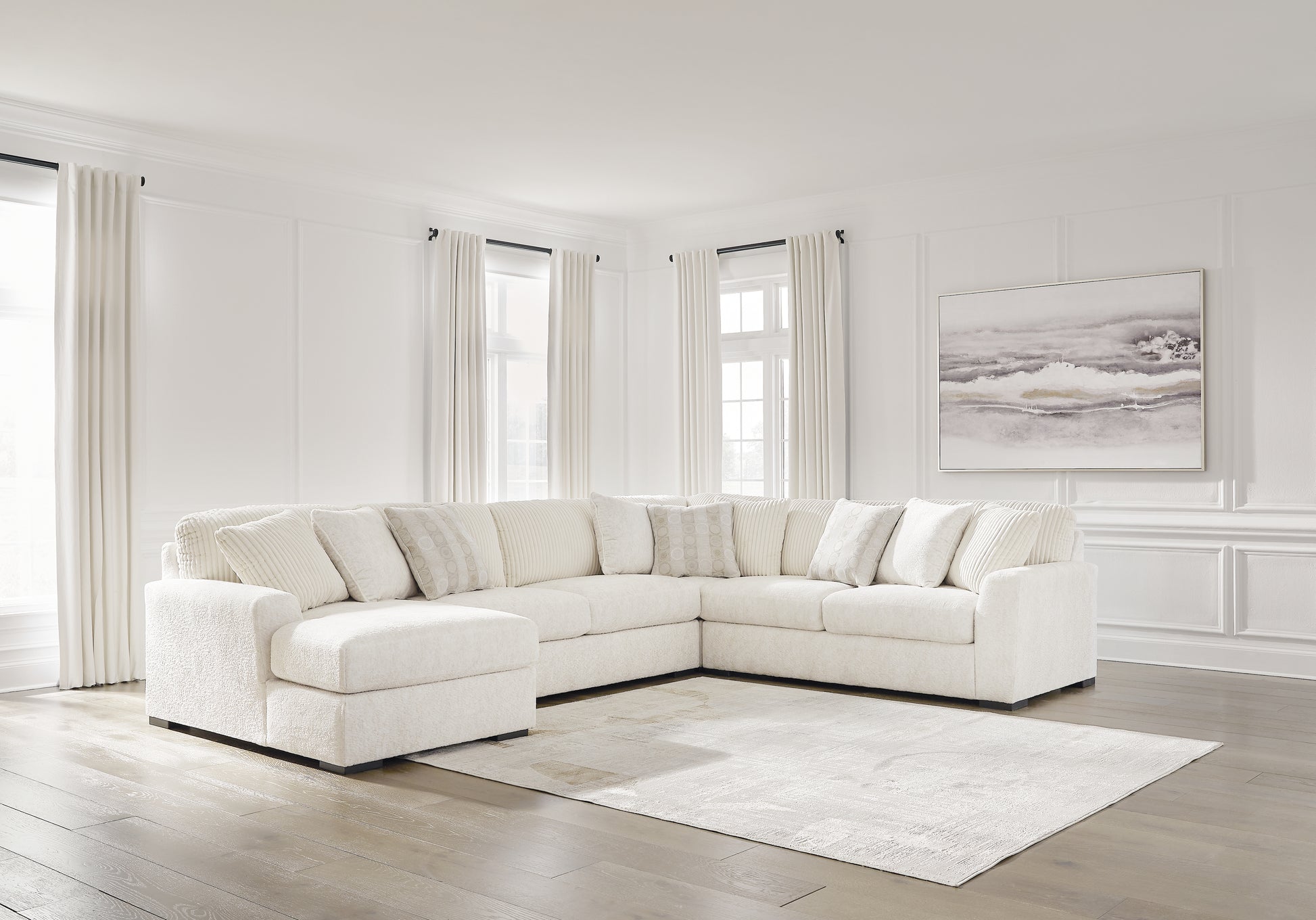 Bradenton Furniture Outlet - Ashley Furniture - Chessington Sectional - RAF 4-Piece Sectional with Chaise / Ivory - 61904S3
