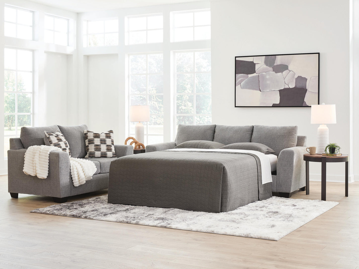 Bradenton Furniture Outlet - Ashley Furniture - Loreo Living Room - Queen Sofa Sleeper / Flint - 6310339