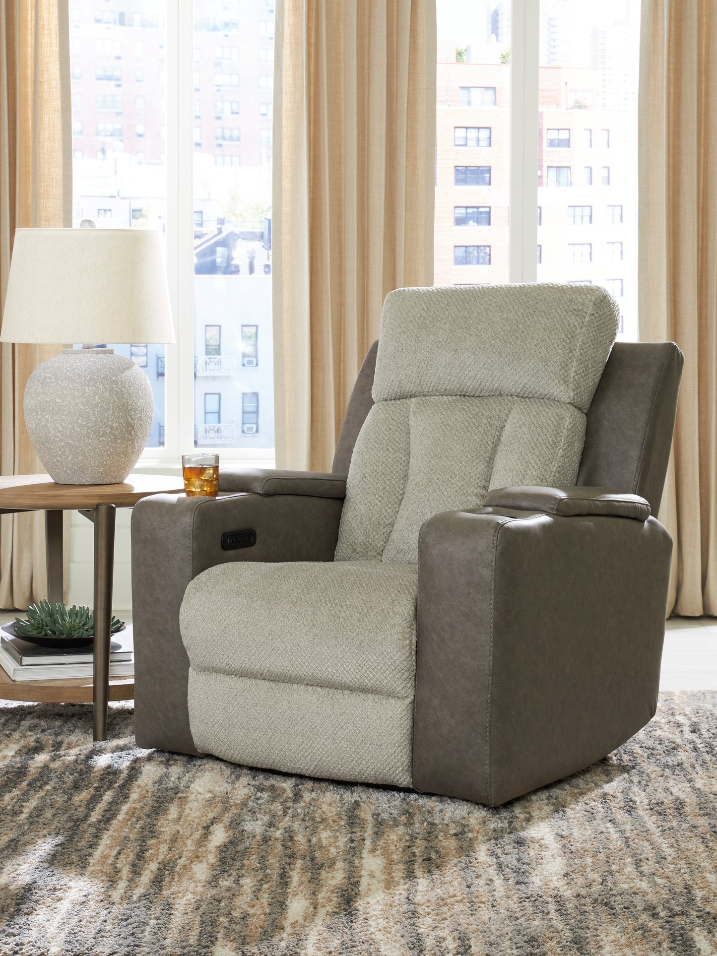 Bradenton Furniture Outlet - Ashley Furniture - WhipLash Living Room - PWR Recliner/ADJ Headrest / Sisal - PC6320413