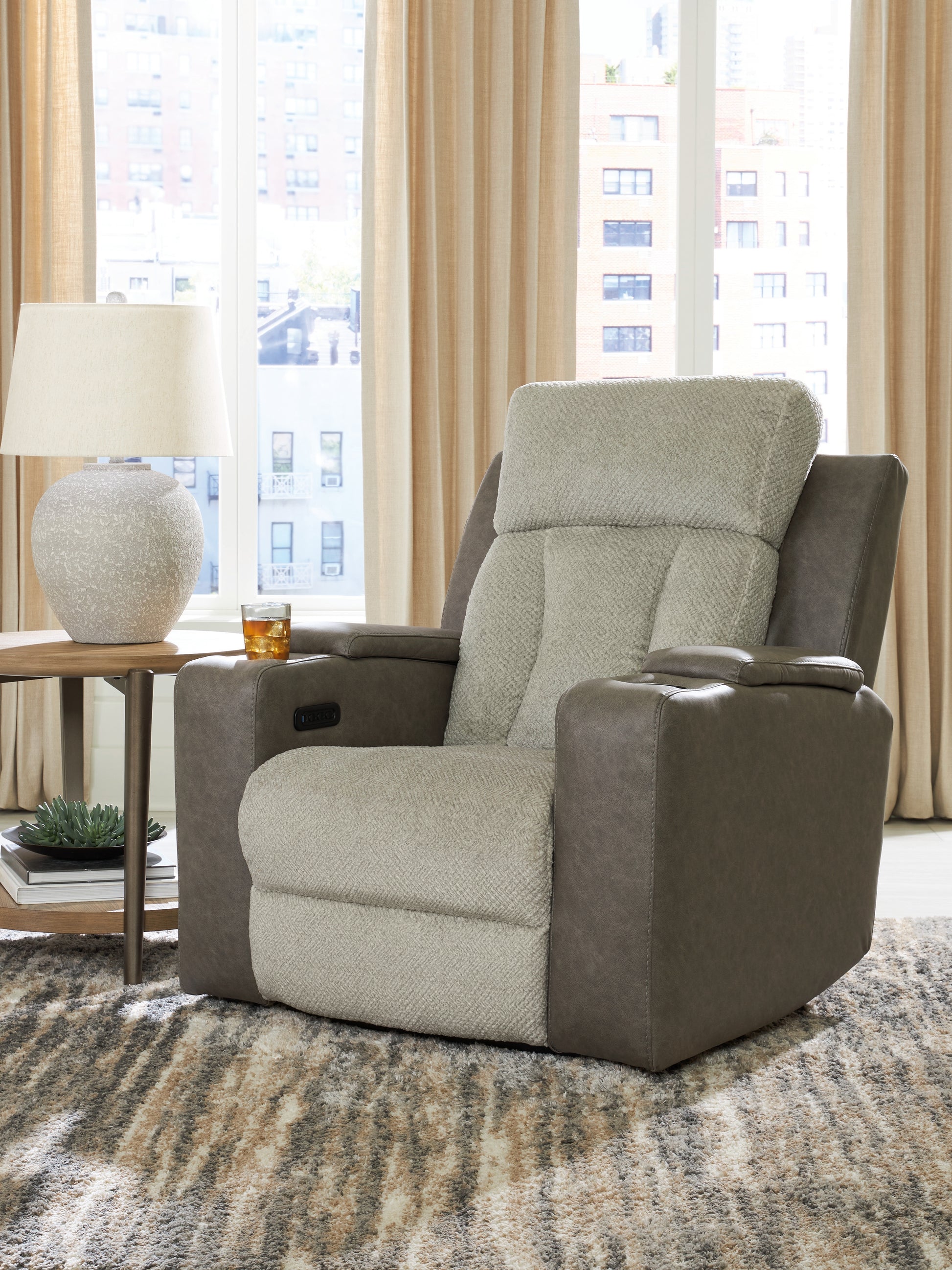 Bradenton Furniture Outlet - Ashley Furniture - WhipLash Living Room - PWR Recliner/ADJ Headrest / Sisal - PC6320413