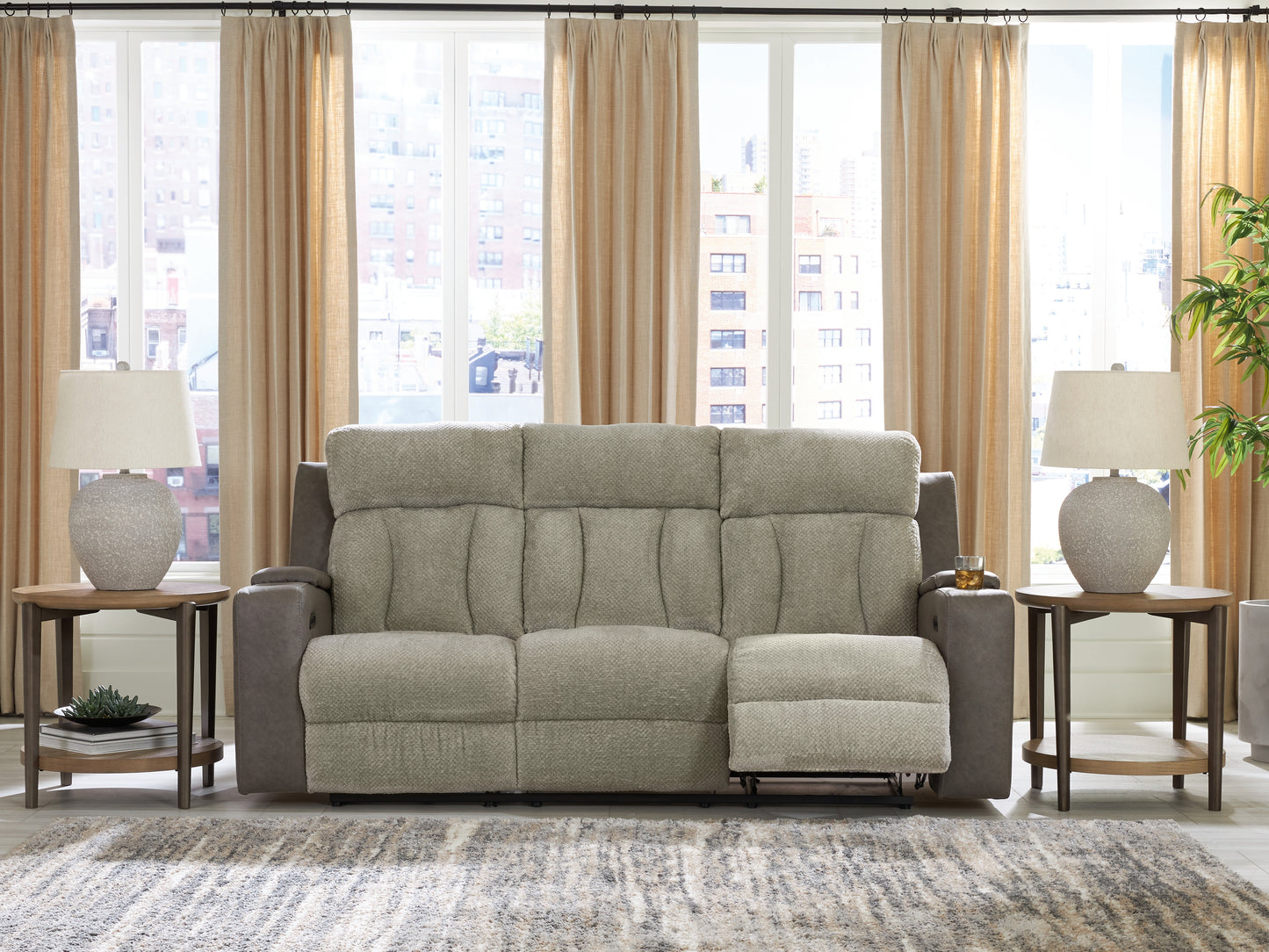 Bradenton Furniture Outlet - Ashley Furniture - WhipLash Living Room - PWR REC Sofa with ADJ Headrest / Sisal - PC6320415