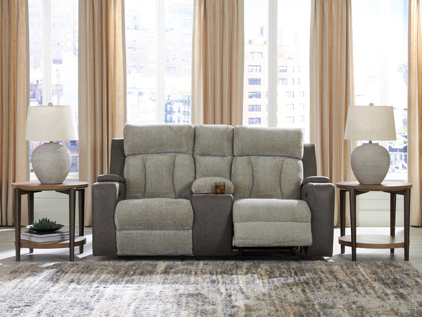 Bradenton Furniture Outlet - Ashley Furniture - WhipLash Living Room - PWR REC Loveseat/CON/ADJ HDRST / Sisal - PC6320418