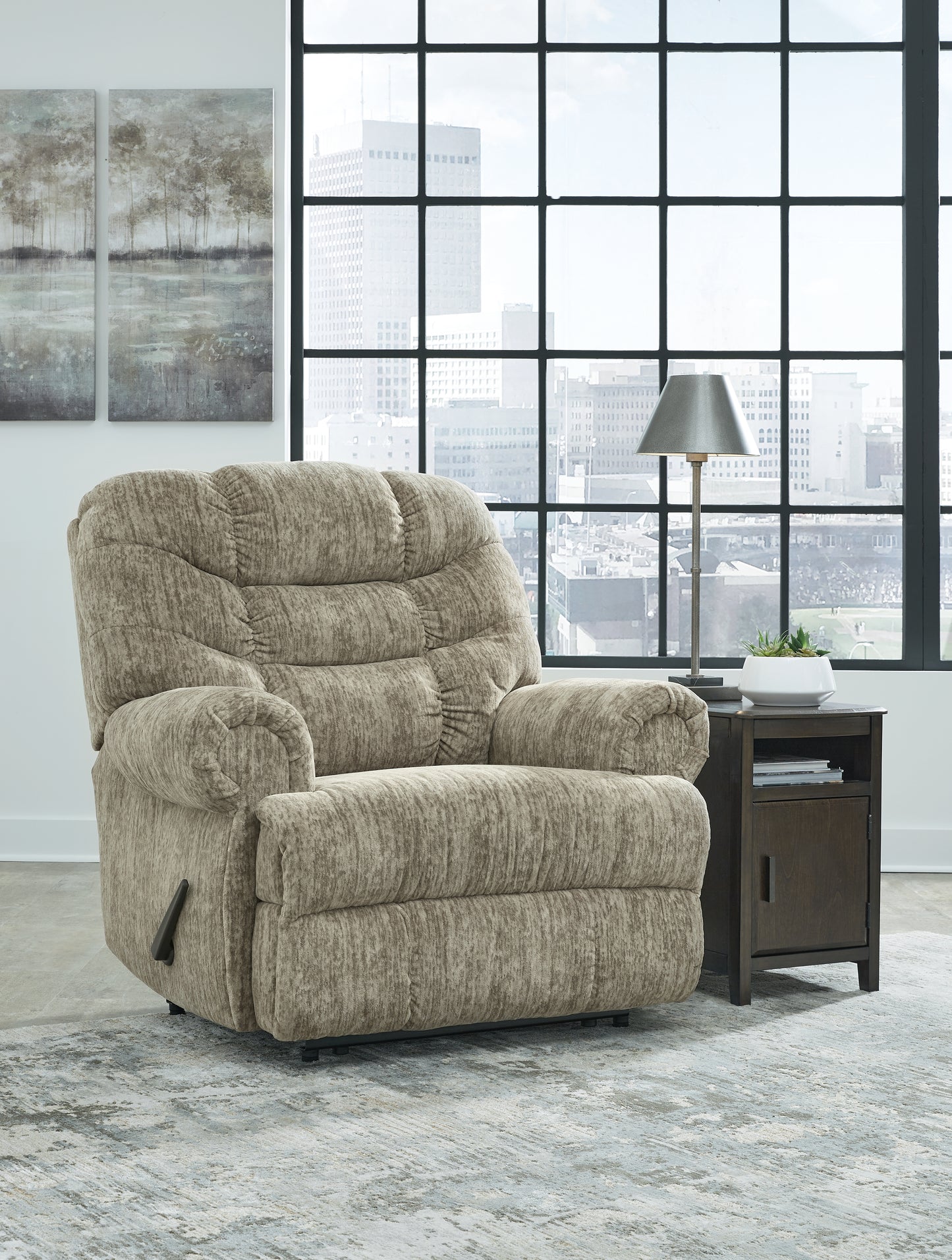 Bradenton Furniture Outlet - Ashley Furniture - Movie Man Living Room - Zero Wall Recliner / Taupe - 6380329