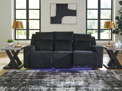 Bradenton Furniture Outlet - Ashley Furniture - Forest Lake Living Room - PWR REC Sofa with ADJ Headrest / Black - PC6420215