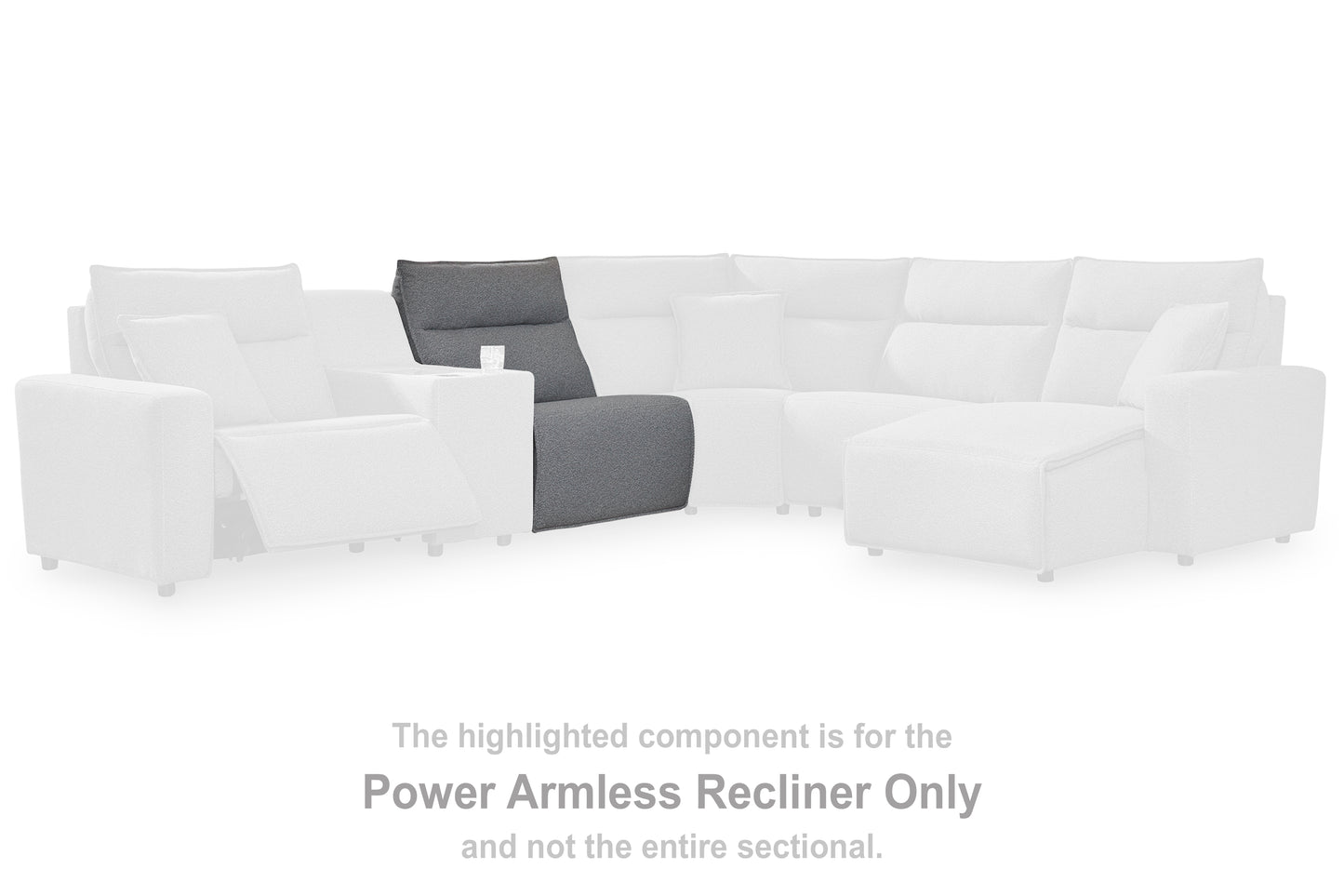 Bradenton Furniture Outlet - Ashley Furniture - ModMax II Sectional - PWR Armless REC w/ADJ Headrest / Salt and Pepper - 6590631