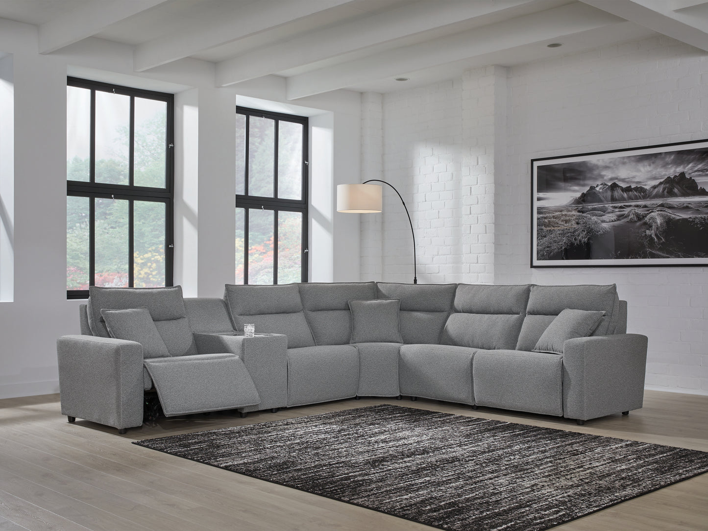 Bradenton Furniture Outlet - Ashley Furniture - ModMax II Sectional - 6-Piece Power Reclining Sectional / Salt and Pepper - 65906S10