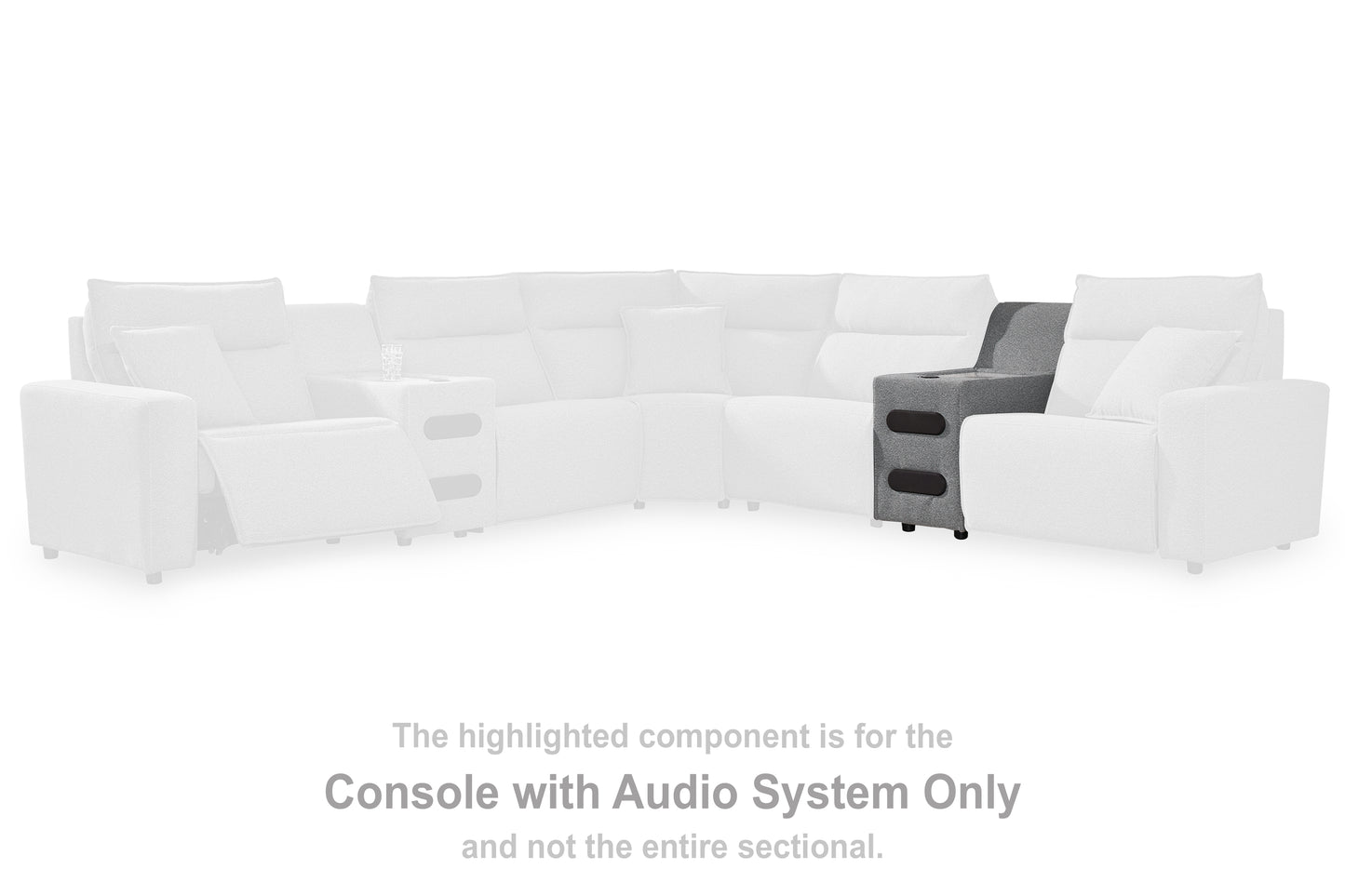 Bradenton Furniture Outlet - Ashley Furniture - ModMax II Sectional - Console with Audio System / Salt and Pepper - 6590660