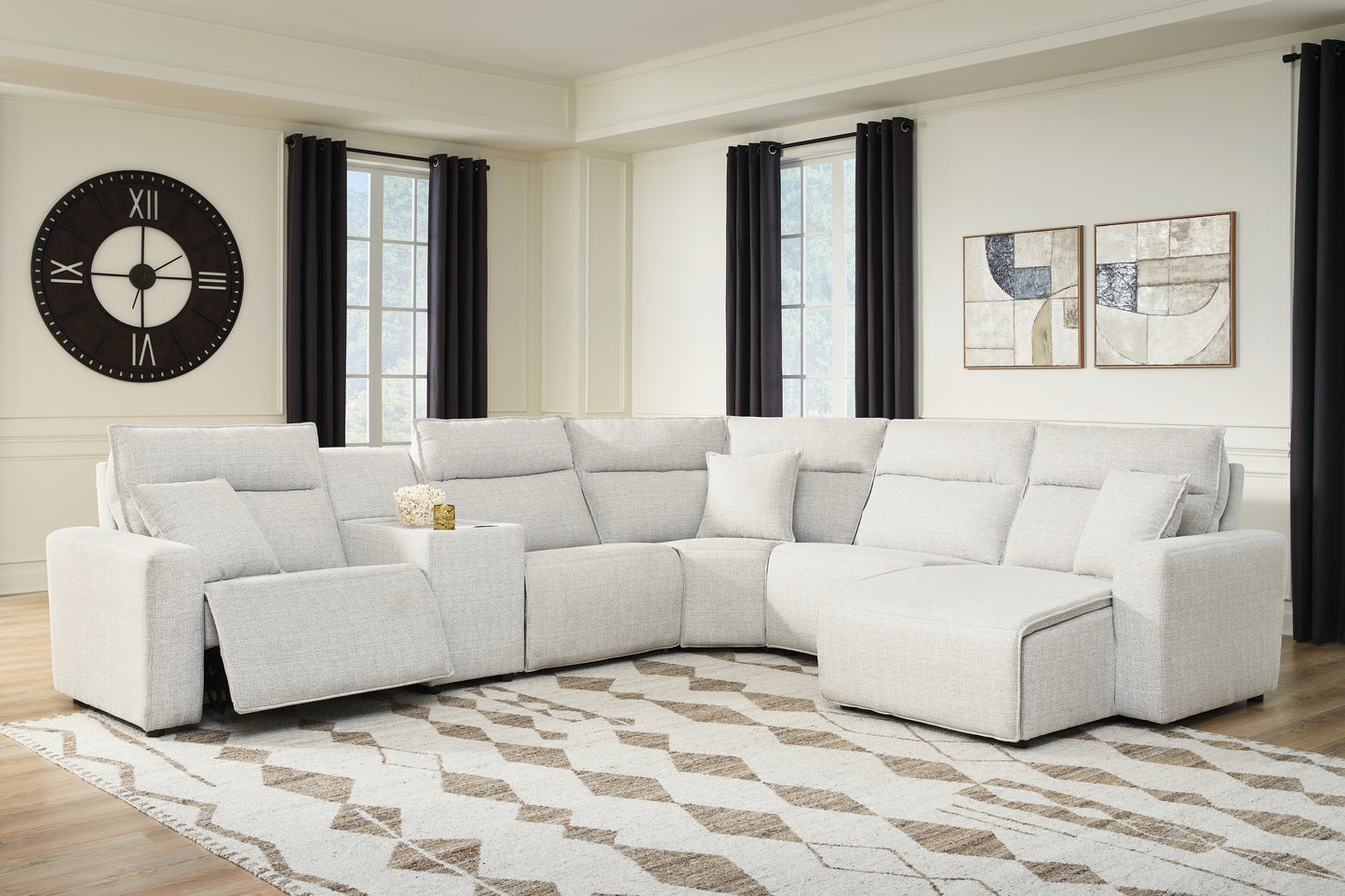 Bradenton Furniture Outlet - Ashley Furniture - ModMax II Sectional - 6-Piece Power Reclining Sectional with Chaise and Console / Stone - 65907S6