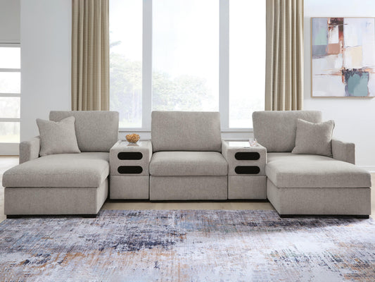 Bradenton Furniture Outlet - Ashley Furniture - ModMax Luxe Sectional - RAF 5-Piece Double Chaise Sectional with Audio Consoles - 68605S43