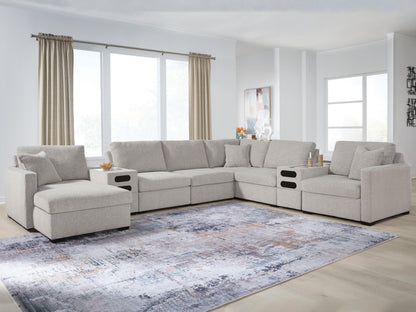 Bradenton Furniture Outlet - Ashley Furniture - ModMax Luxe Sectional - RAF 8-Piece Sectional with Chaise and Audio Consoles / Flint - 68605S41