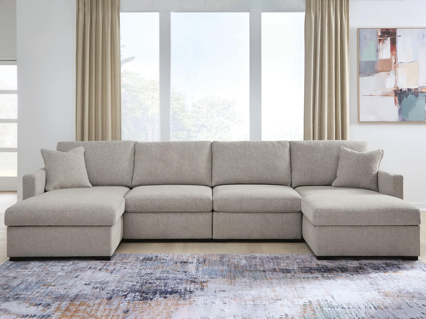 Bradenton Furniture Outlet - Ashley Furniture - ModMax Luxe Sectional - RAF 4-Piece Double Chaise Sectional / Flint - 68605S16