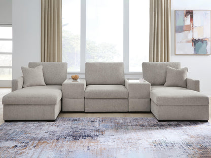 Bradenton Furniture Outlet - Ashley Furniture - ModMax Luxe Sectional - RAF 5-Piece Double Chaise Sectional with Storage Consoles / Flint - 68605S38