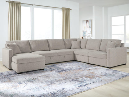 Bradenton Furniture Outlet - Ashley Furniture - ModMax Luxe Sectional - RAF 5-Piece Sectional with Chaise and Pop Up Sleeper / Flint - 68605S97