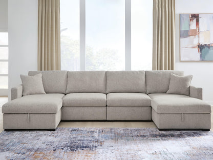 Bradenton Furniture Outlet - Ashley Furniture - ModMax Luxe Sectional - RAF 4-Piece Double Storage Chaise Sectional / Flint - 68605S62