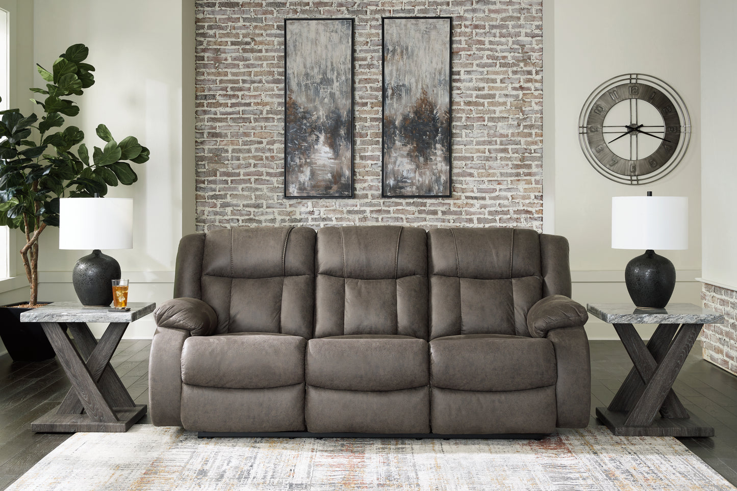 Bradenton Furniture Outlet - Ashley Furniture - First Base Living Room - Reclining Sofa / Gunmetal - 6880488