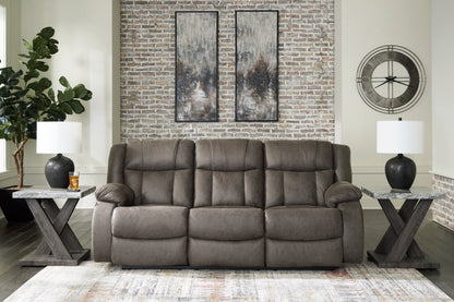 Bradenton Furniture Outlet - Ashley Furniture - First Base Living Room - Reclining Sofa / Gunmetal - 6880488
