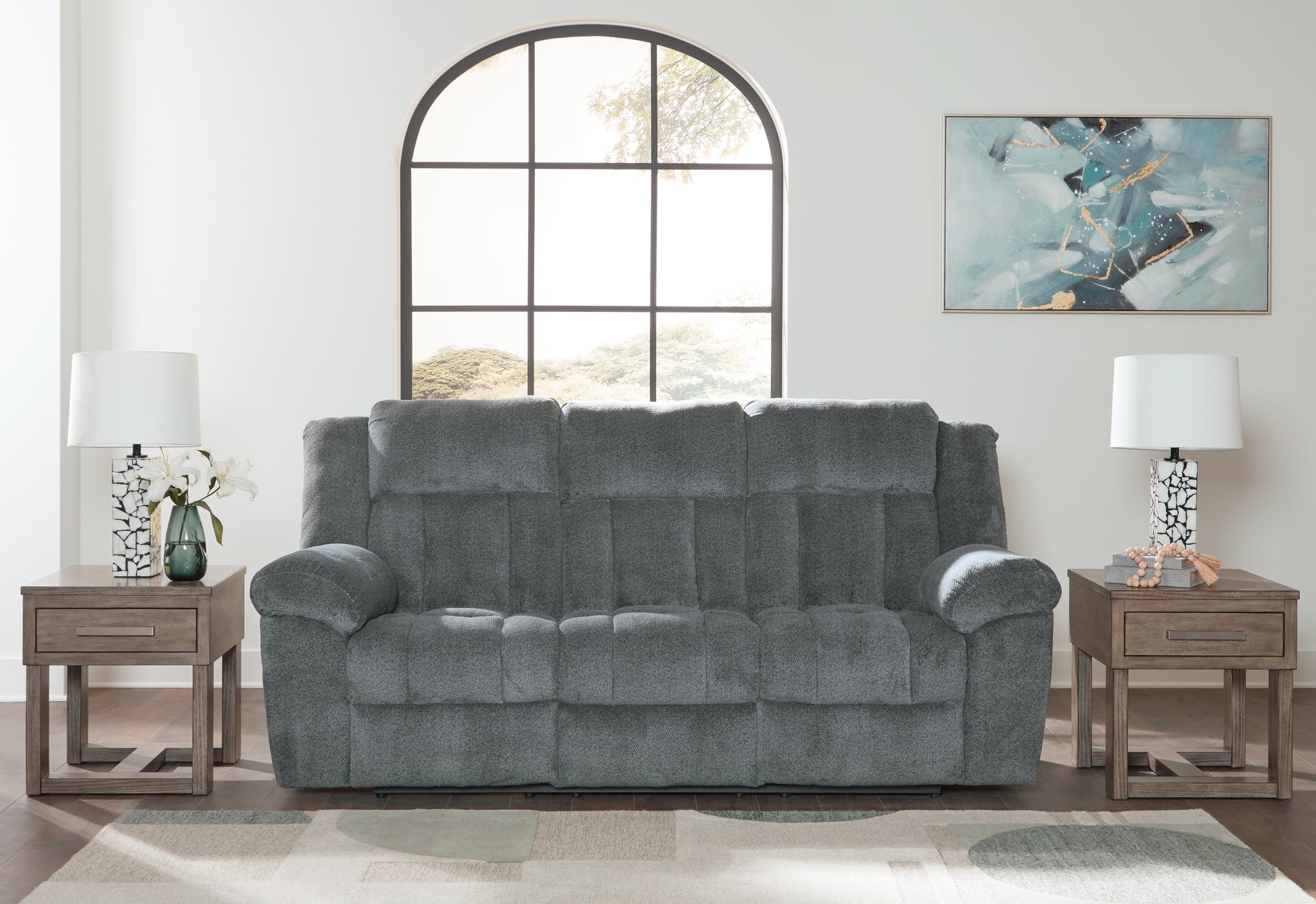 Bradenton Furniture Outlet - Ashley Furniture - Tip-Off Living Room - PWR REC Sofa with ADJ Headrest / Slate - 6930415