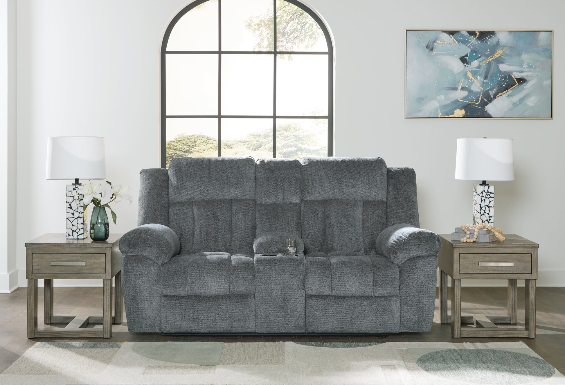 Bradenton Furniture Outlet - Ashley Furniture - Tip-Off Living Room - PWR REC Loveseat/CON/ADJ HDRST / Slate - 6930418