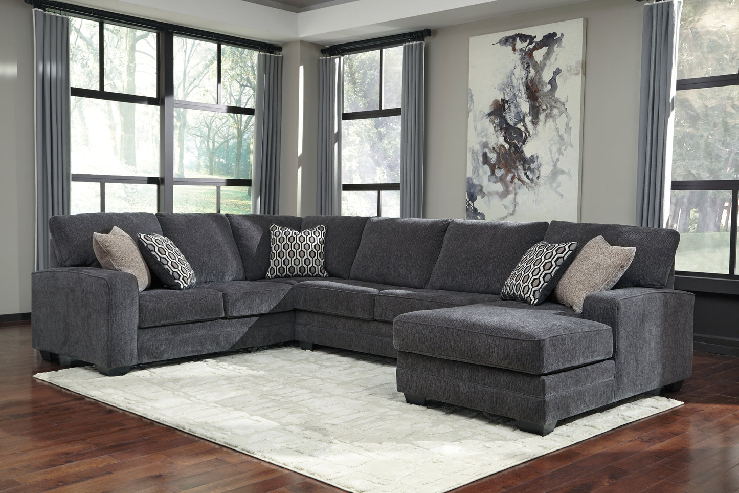 Bradenton Furniture Outlet - Ashley Furniture - Tracling Sectional - LAF 3-Piece Sectional with Chaise / Slate - 72600S2
