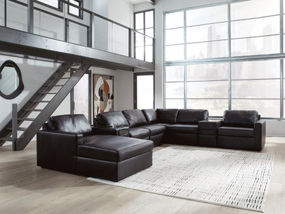 Bradenton Furniture Outlet - Ashley Furniture - ModMax II Sectional - RAF 8-Piece Sectional with Chaise and Audio Consoles / Black - 74305S47