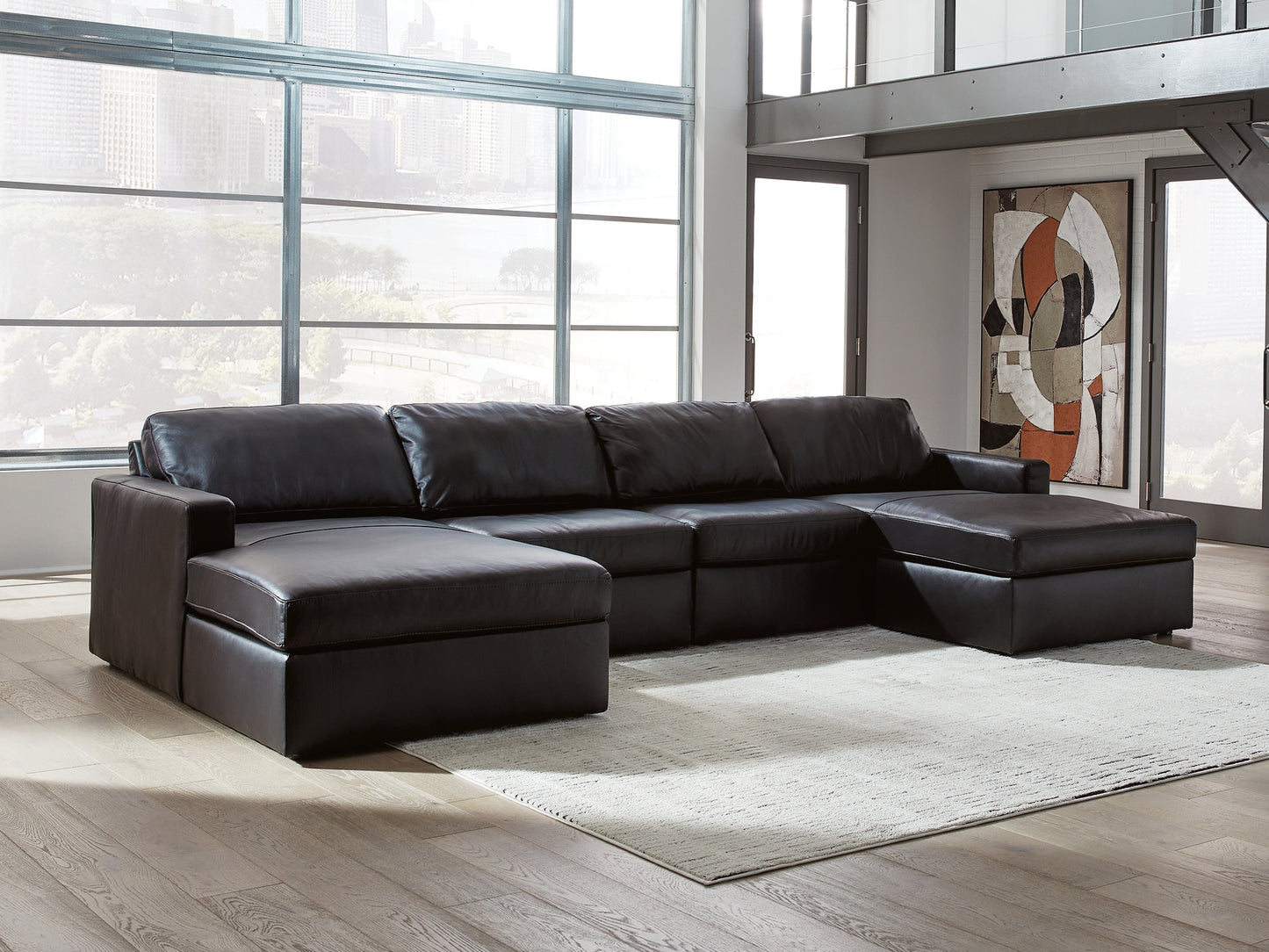 Bradenton Furniture Outlet - Ashley Furniture - ModMax II Sectional - RAF 4-Piece Double Chaise Sectional / Black - 74305S19