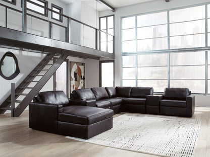 Bradenton Furniture Outlet - Ashley Furniture - ModMax II Sectional - RAF 8-Piece Sectional with Chaise and Storage Consoles / Black - 74305S43