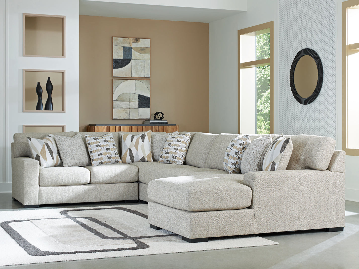 Bradenton Furniture Outlet - Ashley Furniture - Laurelgrove Sectional - RAF 5-Piece Sectional with Chaise / Pebble - 75105S12