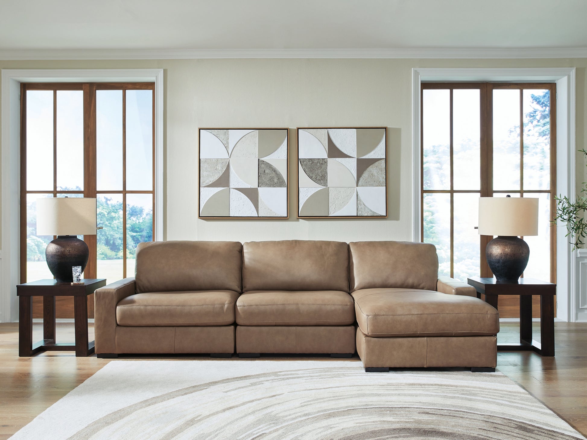 Bradenton Furniture Outlet - Ashley Furniture - Veronella Sectional - RAF 3-Piece Sectional with Chaise / Sahara - 76106S6