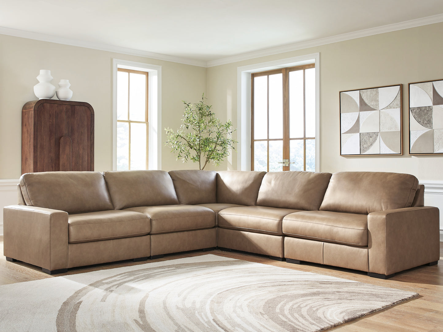Bradenton Furniture Outlet - Ashley Furniture - Veronella Sectional - RAF 5-Piece Sectional / Sahara - 76106S17