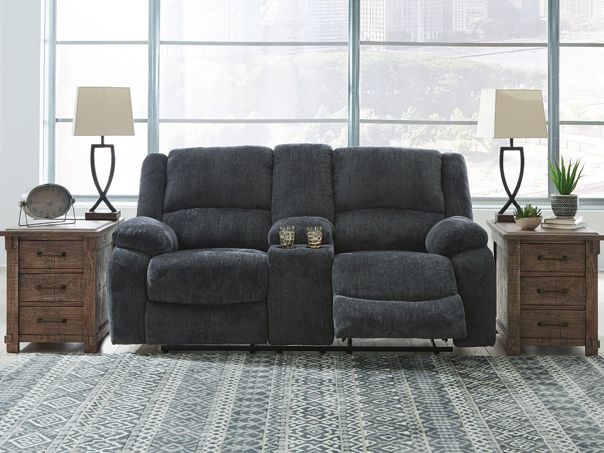 Bradenton Furniture Outlet - Ashley Furniture - Draycoll Living Room - DBL Rec Loveseat w/Console / Slate - 7650494
